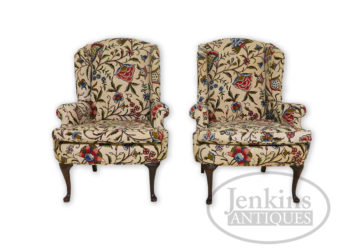 Mahogany Queen Anne Wingback Chairs (Pair)