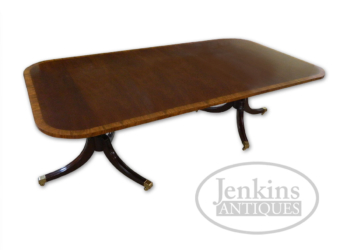 Banded Two-Pedestal Mahogany Table